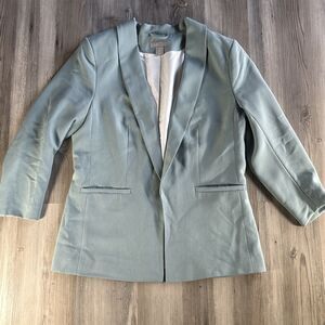 H&M Long Light Green Light Academia Cottage Core Open Blazer Size Medium
